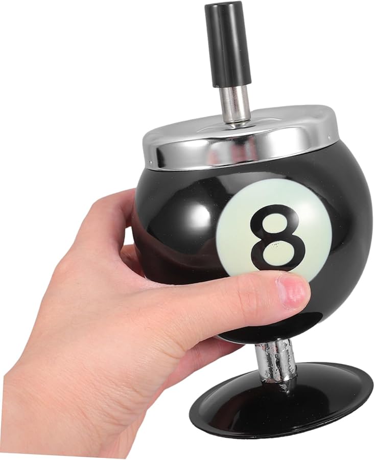 Black Metal Ashtray with Lid Retro Design Office Smoking Tray for Tabletop - Image 4